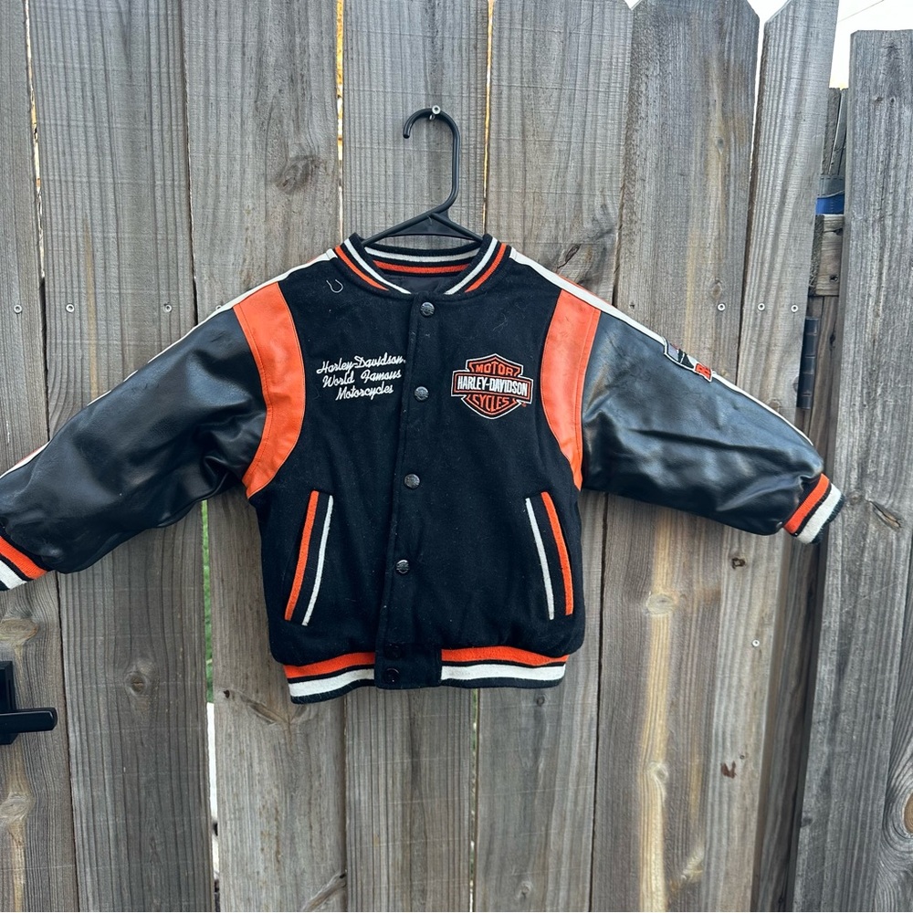 Harley-Davidson Motorcycles Reversible Childs Bomber Jacket Snap Closure Size 4